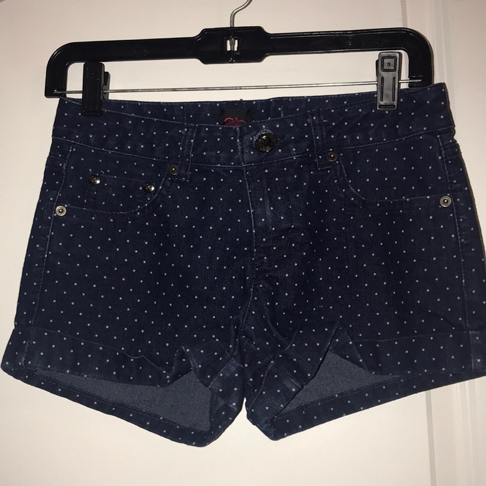 Denim polka dot shorts